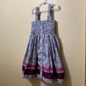 Matilda Jane Girls Purple/Blue Boat/Lighthouse Pattern Smocked Dress Size 6